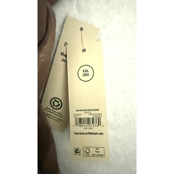 No Boundaries Mocha Satin Cami‎ Top Bow Detail Lace Trim Women's XXL (20) NWT - Picture 4 of 11